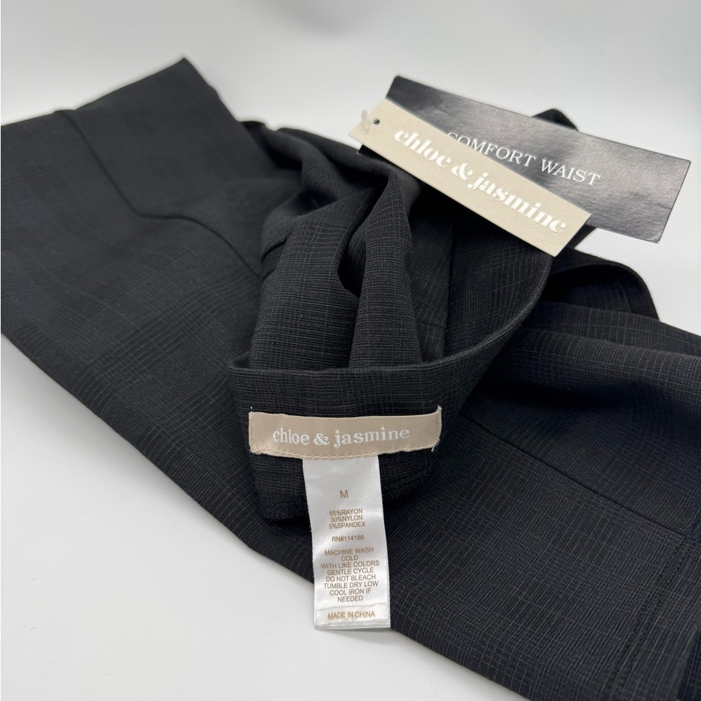 NWT CHLOE & JASMINE Black Plaid Trousers Size Medium Price to sell! - Picture 3 of 6